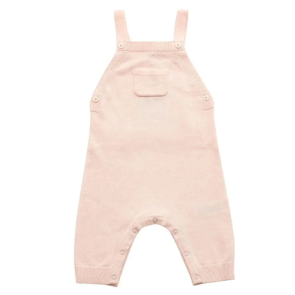 Angel Dear Pink Knit Ruffle Overalls - Baby 6-12M